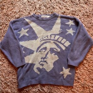 vintage perry ellis america 1980s authentic knitted lady liberty sweater